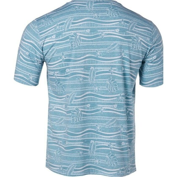 NWT Men's Reel Life Ocean Washed Tropical Edges AOP SS T Shirt Size L Blue - Picture 2 of 2